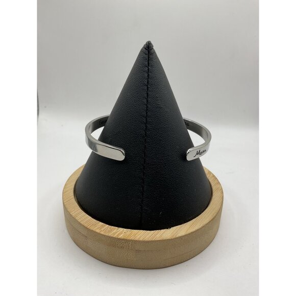 Engraved Stainless Steel "Mom" Cuff Bracelet - Picture 4 of 5